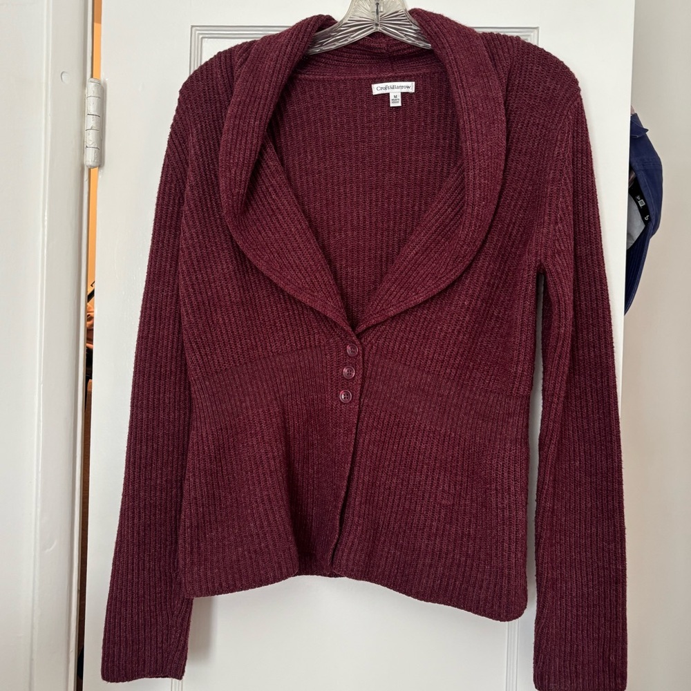 Croft & Barrow Women’s Ribbed Shawl Collar Cardigan Sweater M